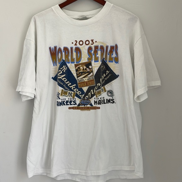 Lee Other - LEE SPORTS 2003 WORLD SERIES FLORIDA MARLINS & NEW YORK YANKEES T-SHIRT MENS XL